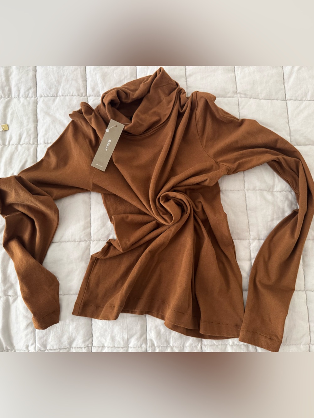 J.Crew Turtleneck Long Sleeve Tee Rust Brown XS NWT